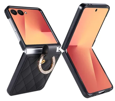 Produktbild von Handy Hülle Ringhalter für Samsung Galaxy Z Flip8 Kunstleder Strassverzierung