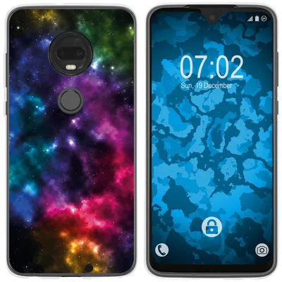 Produktbild von PhoneNatic Case kompatibel mit Motorola Moto G7 Plus Silikon-Hülle Space Nebula M8
