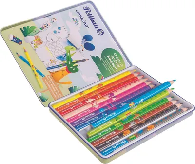 Image de Pelikan 811200 Pelikan Dreikant-Buntstifte-Set combino, 12er Metalletui
