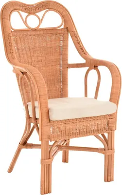 Produktbild von KRINES HOME Wintergarten Sessel Harry Armlehnsessel mit hoher Rückenlehne Rattansessel Wintergartensessel (Terracotta)