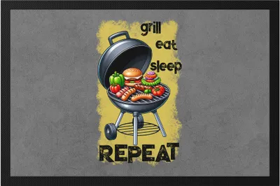 Produktbild von Grill Eat Sleep Repeat BBQ Grillen lustiges Grill Humor Fußmatte