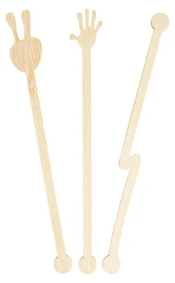 100 Rührstäbchen aus Bambus, sortiert, 14 cm