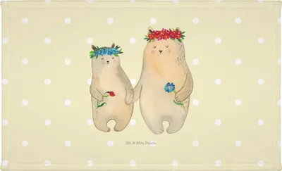 Produktbild von Mr. & Mrs. Panda Handtuch Bären mit Blumenkranz - Gelb Pastell - Geschenk, Flauschtuch, 50x100, Bär, Familie, gesichtshandtuch, kleines, Mutter, Lieblingsmensch, Family