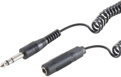 Image de S/CONN maximum connectivity Câble jack Rallonge jack mâle vers jack femelle 3 pôles, 6,3mm, câble spiralé, 5,0m (30305)