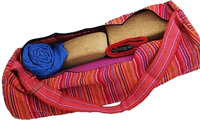 Obrázek produktu pro Taška na jógu Bavlněná růžová pruhovaná - 67x24 cm