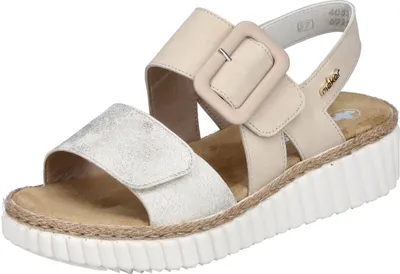 Produktbild von Rieker Damen Sandale Klett Sandalette extra weit geschnitten Keilabsatz 69260, Größe:39 EU, Farbe:Beige
