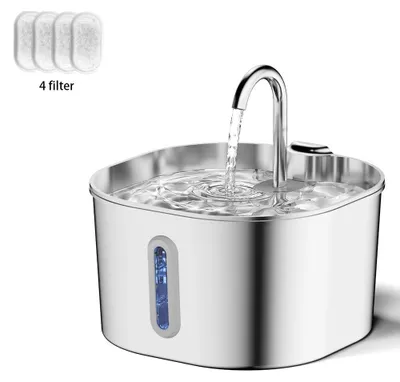 Produktbild von Katzenbrunnen 2,2L - Automatischer Trinkbrunnen für Katzen und Hunde - 2,2 Liter großes Reservoir - Zirkulierendes Trinkwasser - Mit 4 Filtereinsätzen - USB-Aufladung - Kunststoff
