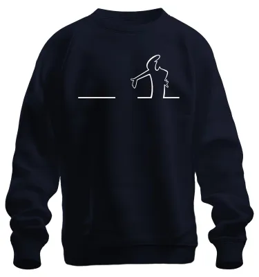 Zdjęcie produktu dla Balum La Linea Lui Osvaldo Cavandoli Cartoon Balum Balum Bluza Uni Pullover, Granatowy, L