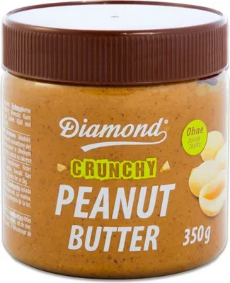 Produktbild von DIAMOND Erdnussbutter Crunchy - mit Erdnussstückchen 350g | Ohne Zuckerzusatz | Peanut Butter | Erdnusspaste