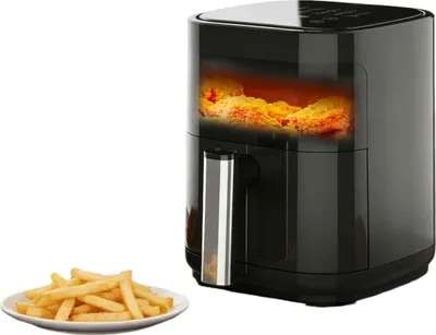 Obrázek produktu pro Fritéza na horký vzduch Zimilo 4L s digitálním displejem, 1200 W, průhledovým okénkem, nastavitelnou teplotou, nepřilnavým povrchem a odnímatelnou rukojetí