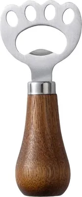 Image de INF Décapsuleur Patte de Chat en Acacia Debout - Bois & Acier Inoxydable Argent