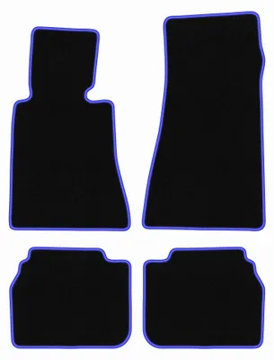 Produktbild von Velours-Fußmatten für BMW 7 E32 1986-1994 (Limousine) – 4-tlg, Schwarz/Blau, passgenau – Wielganizator CARLUX