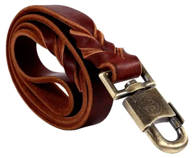 Produktbild von Hundeleine aus Leder - Weiches Lederhalsband und Leine in B-Raided, 2,5 cm Breite, Haustierkette in 90/120/150 cm Länge