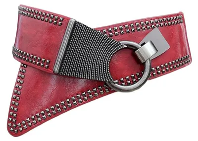 Immagine prodotto di Cintura elastica con fibbia in metallo, colore rosso, per donna
