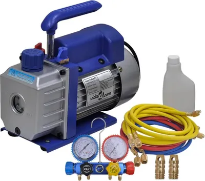 Produktbild von Vakuumpumpe Einstufig mit 4-Wege-Verteiler-Manometer Set