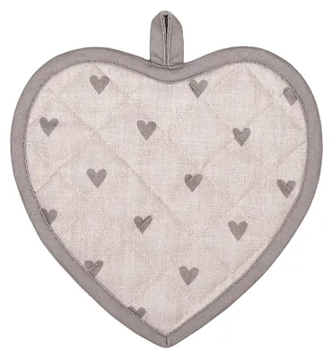Produktbild von Clayre & Eef Topflappen 20x20 cm Beige Grau Baumwolle Herzen