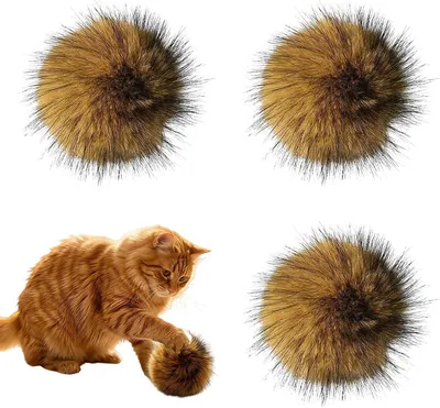 Productafbeelding van Kattenspeelgoedballen 3 stuks, imitatiekonijnenbont, met kattenkruid, voor binnenkatten