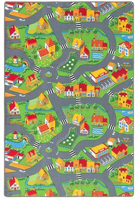 Produktbild von Kinder und Spielteppiche | Große Auswahl an Straßenteppichen | Pflegeleicht und Strapazierfähig, Größe:80x160 cm, Design:Little Village