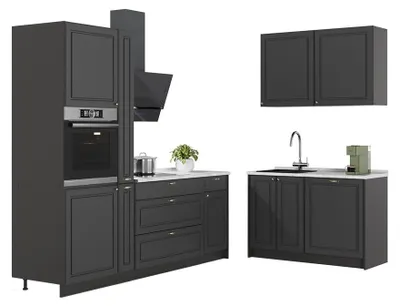 Produktbild von Küchenzeile Vicco Fame-Line Anthrazit-Gold Landhaus/Anthrazit 220 x 120 cm, AP Marmor, Model 64938