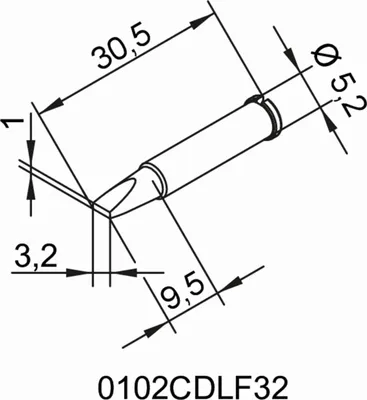 Immagine prodotto di Punta per saldatura Ser.102 a scalpello W.3,2mm 0102 CDLF32/SB ERSA