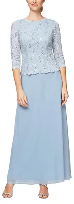 Produktbild von Alex Evenings Damenkleid mit 3/4-Ärmeln, Stretch-Spitze, Mieder für die Brautmut