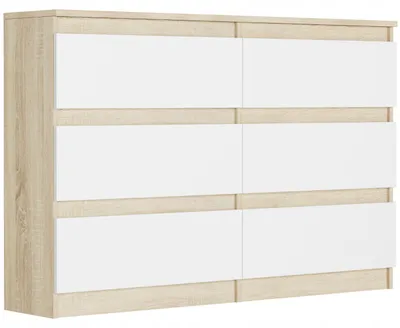 Obrázek produktu pro Komoda 120 cm 6 zásuvek skříňka FRAMIRE R-120 mix sonoma