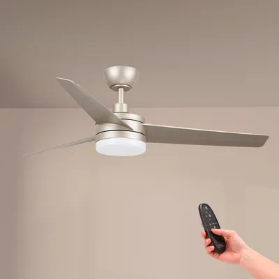 Imagen del producto de Ventilador de techo con luz LED - 132 cm, color gris - Motor de corriente continua de 40 W