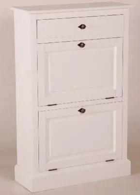 Produktbild von Casa Padrino Shabby Chic Landhaus Stil Schuhschrank Weiß B 75 H 115 cm Möbel Schuh Schrank