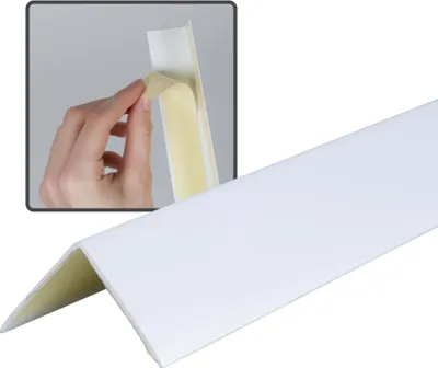 Produktbild von Dalsys Winkelprofil selbstklebend PVC 30x30mm, 150cm Weiß Eckschutzprofil, Eckleiste, hoher Kantenschutz Wand, für Wohn- und Arbeitsbereich sowie Garage geeignet, mit Klebeschutzstreifen