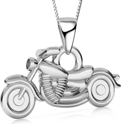 Produktbild von Motorrad Kette 42cm Halskette mit Anhänger echt 925 Sterling Silber Damenkette Herrenkette Kinderkette A113+Org
