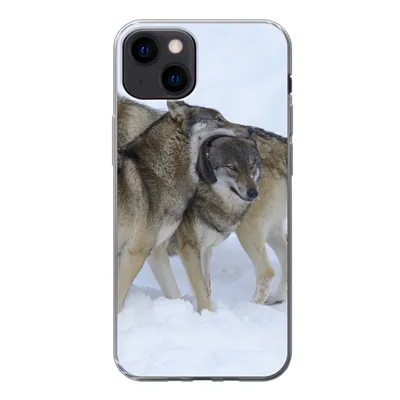 Produktbild von MuchoWow® Handyhülle Schutzhülle Hülle für iPhone 13 Wolf - Europa - Schnee Silikon Softcase Handy Hülle - Karteninhaber
