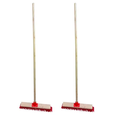 Produktbild von 2er Set Straßenbesen Besen 60 cm mit 120 cm Holzstiel Gartenbesen Holzbesen Kehrbesen Holz Industriebesen