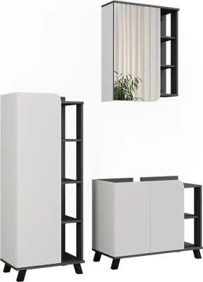 Immagine prodotto di Set di mobili da bagno Vicco Karen Antracite/bianco 3 parti, Model 55422