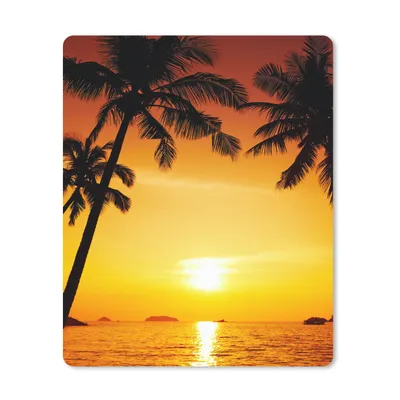 Produktbild von MuchoWow® Mauspad Mousepad Palme - Sonnenuntergang - Strand - Orange - Tropisch 30x40 cm - Mousepads - Maus Mat - Pad - Mausunterlage - Mausmatten
