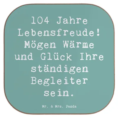 Produktbild von Mr. & Mrs. Panda Tischuntersetzer Spruch 104. Geburtstag Lebensfreude - Meeresbrise - Geschenk, liebevoll gestaltet, besondere Person, Alter, Jubiläum, Anlässe, Coaster