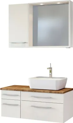 Produktbild von Held Möbel Waschtisch-Set Davos 90 cm -D- (rechts) weiß/matt weiß