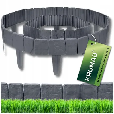 Immagine prodotto di KRUMAD Bordatura per prato effetto pietra 250 cm 10 pezzi Antracite Plastica flessibile Resistente alle intemperie giardino