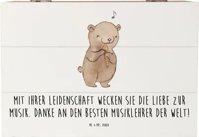 Produktbild von Mr. & Mrs. Panda Geschenkbox Musiklehrer Liebe 22 x 15 cm - Weiß - Geschenk, Danke sagen, schmuckkiste, Begeisterung, Geschenke, Inspiration, besten, Box, fotobox, Truhe