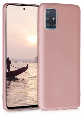 Produktbild von kwmobile Handyhülle für Samsung Galaxy A51 Hülle - Silikon Case metallisch schimmernd - Schutzhülle Cover - Metallic Rosegold
