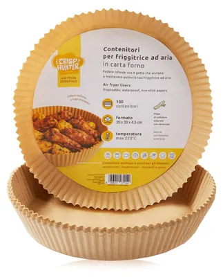 Immagine prodotto di Carta forno CrispHunter per friggitrici ad aria, 100 pezzi, formato rotondo, dimensioni 20 x 20 x 4 cm