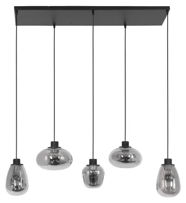 Produktbild von Steinhauer Pendelleuchte Reflexion 5-flammig Mattes Schwarz 100x30cm