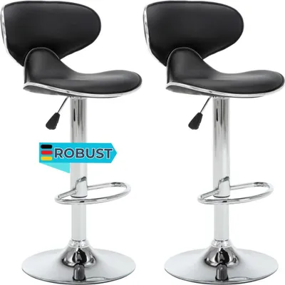 Produktbild von Barhocker SUPRI höhenverstellbar 2er Set Schwarz Kunstleder  | Barstühle drehbar Küchenhocker Thekenhocker für Küche Hausbar