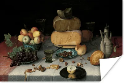 Produktbild von MuchoWow® Poster Stilleben mit Käse - Kunstwerk - Alte Meister 120x80 cm - Bilder
