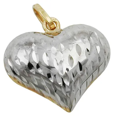 Produktbild von Anhänger Herz aus 375 Gold Gelbgold rhodiniert bicolor 14x16mm Goldanhänger