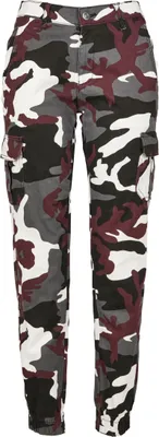 Image de Urban Classics Ladies - High Waist Stretch Cargo Hose wine - (collant cargo extensible à taille haute)