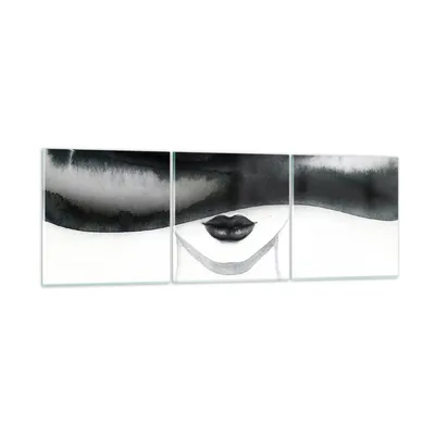 Produktbild von Bilder auf glas - 3 Teile - Frau Hut Schwarzweiß - 120x40cm - Glasbilder - Wandbilder - Bilder - zum Aufhängen bereit - Wanddekoration aus Glas - Glas Bilder - Wandbild auf Glas - GCA120x40-4301