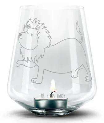 Produktbild von Mr. & Mrs. Panda Laterne Sternzeichen Löwe - Transparent - Geschenk, Glas Windlicht, Geburtstag Juli, Kerzenglas, Kerzenhalter, König Der Tiere, Teelichthalter, August