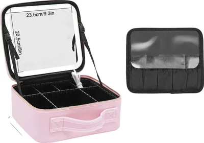 Produktbild von Kosmetiktasche, tragbares Design, integrierte LED-Beleuchtung, Rosa, S