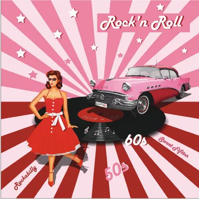 Produktbild von ARTland Wandbild Alu für Innen & Outdoor Rock'n Roll die 50er Jahre Größe: 40x40 cm