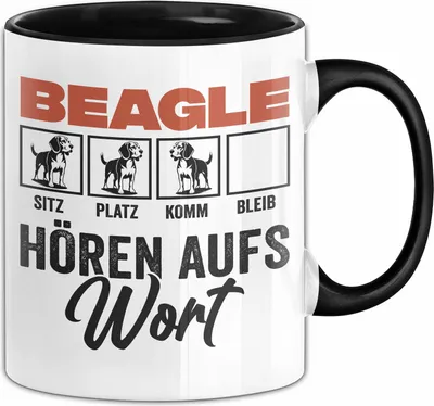 Produktbild von Beagle Hören Aufs Wort Tasse Geschenk Beagle Besitzer Mama Becher (Schwarz)
